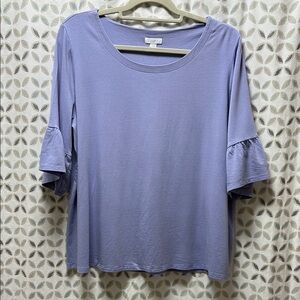 J. Jill Soft lavender Ruffle Sleeve Top size XL